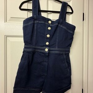 Maeve Dark Blue Romper with Buttons